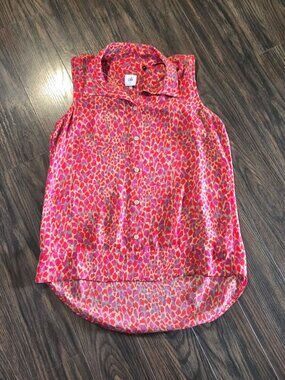 CAbi Classic Style Red & Purple Animal Print Tunic Blouse NWOT/SIZE S